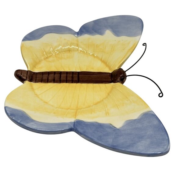 Yankee Candle Butterfly Ceramic Jar Holder 6.5"x5" Serene Blue Yellow Home Decor - Picture 3 of 10